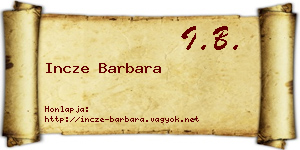 Incze Barbara névjegykártya
